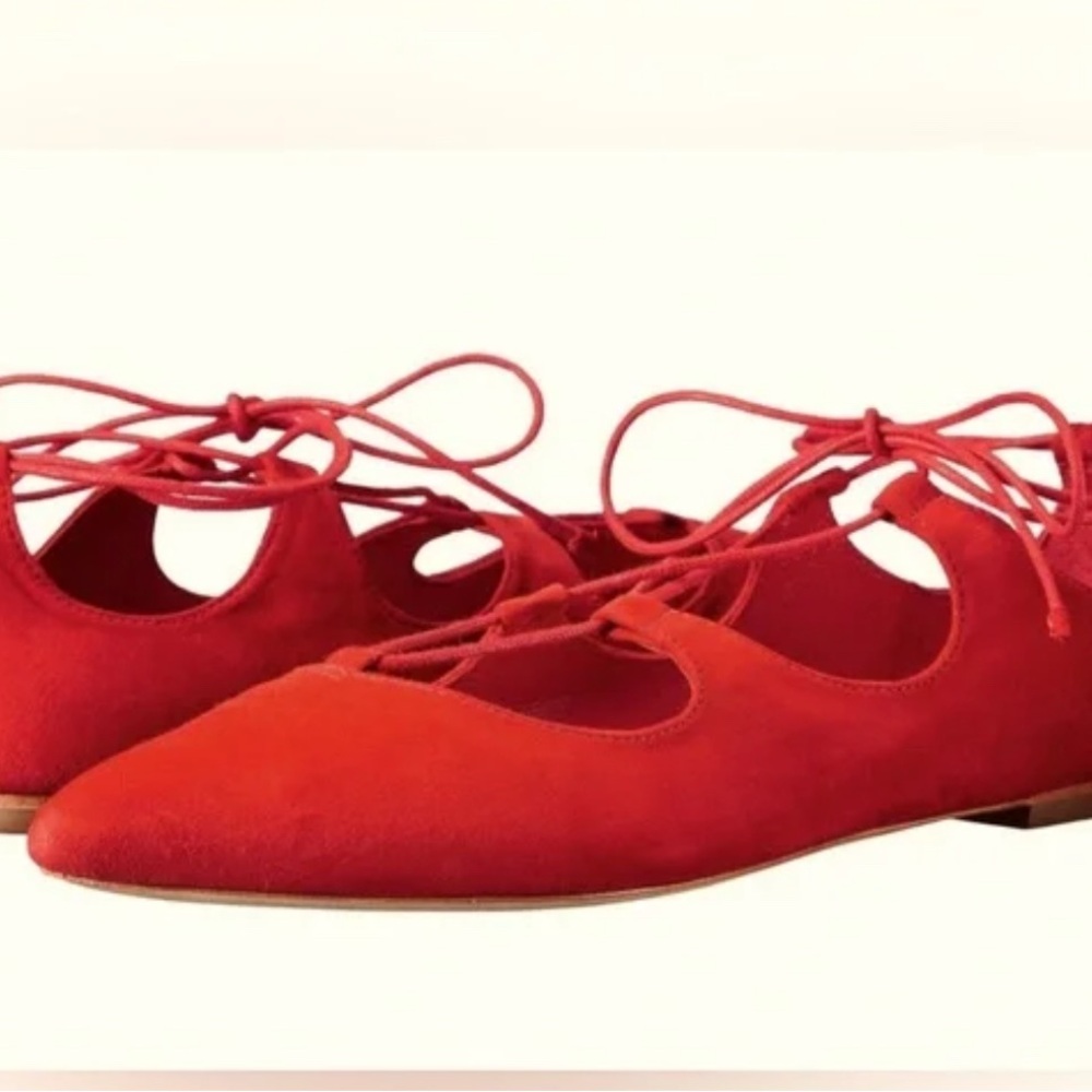 Loeffler Randall Red Lace-Up Flats